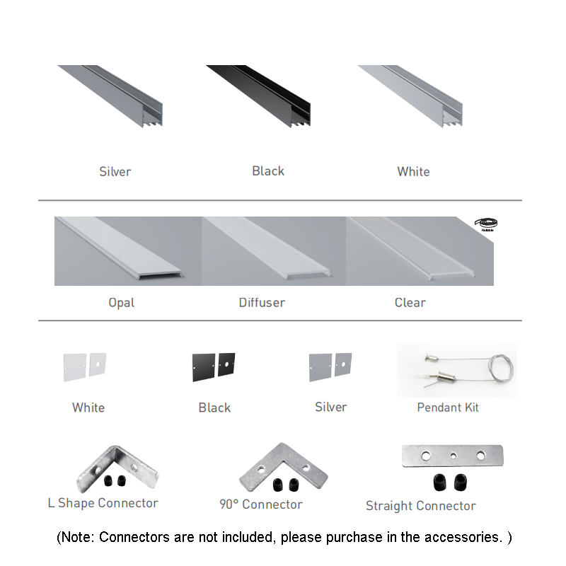 Pendant Light LED Aluminum Profile For 28mm Quad Row LED Lighting Strip